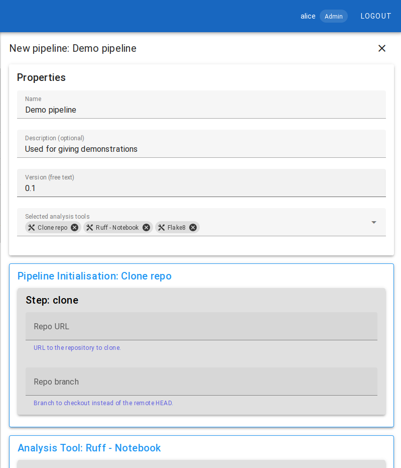 Pipeline Creation Form (cropped)