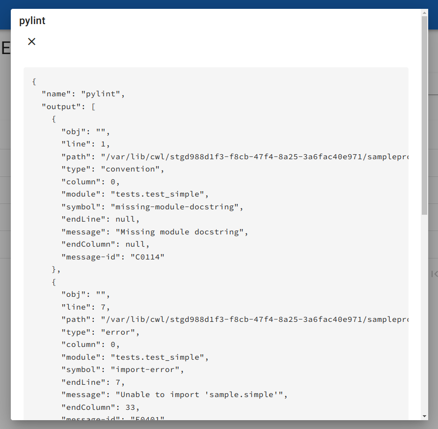 Execution Report of the "pylint" Analysis Tool