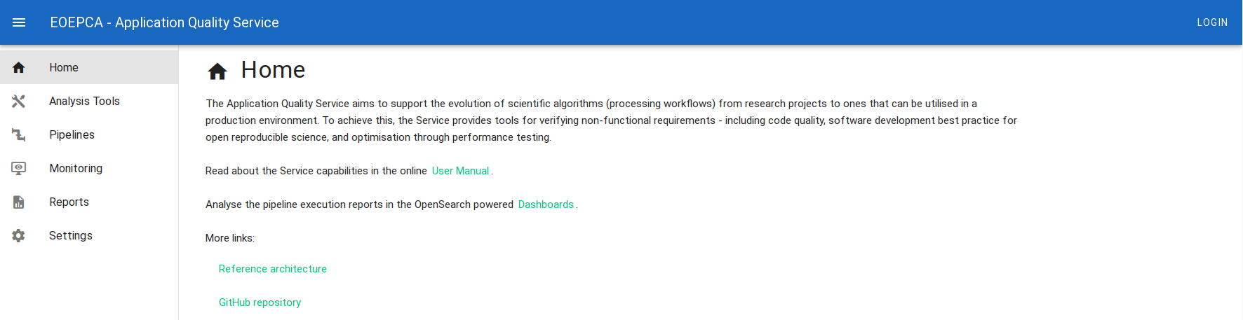 Application Quality Service User Portal