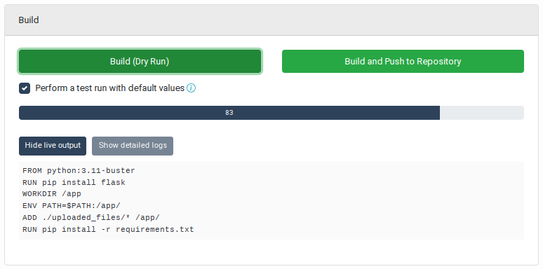 Build Live Output