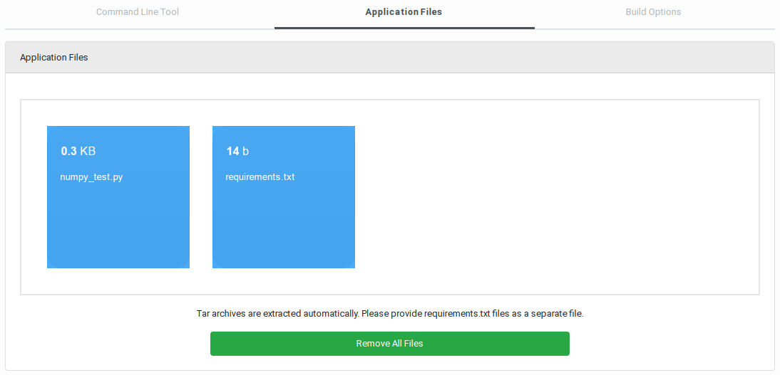 Application Files Tab