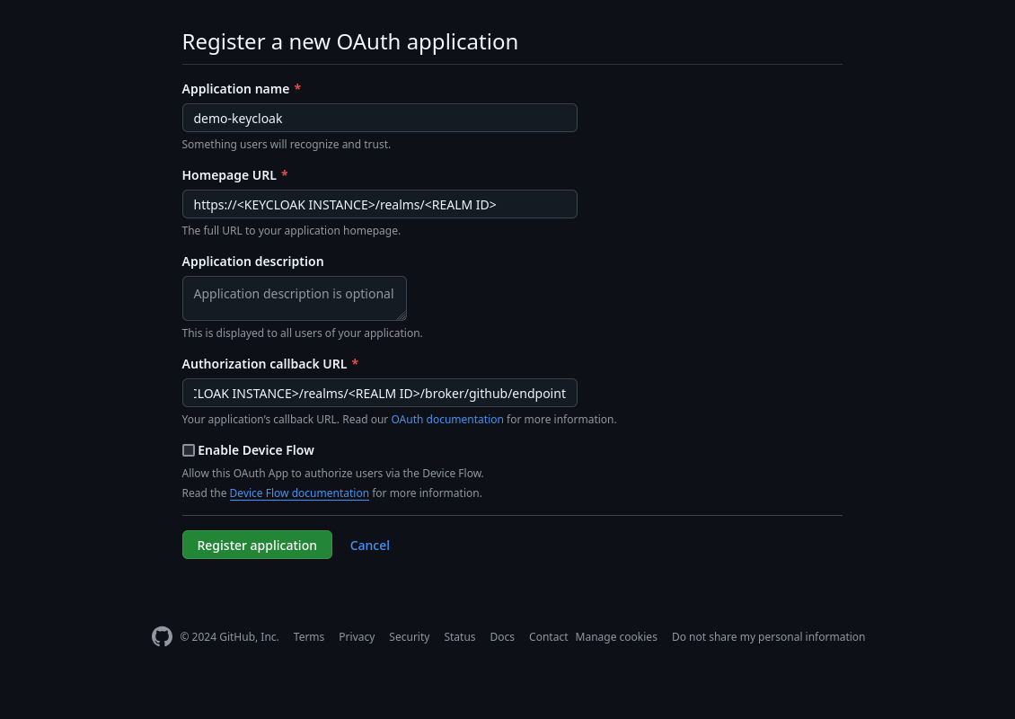 Create Application Form
