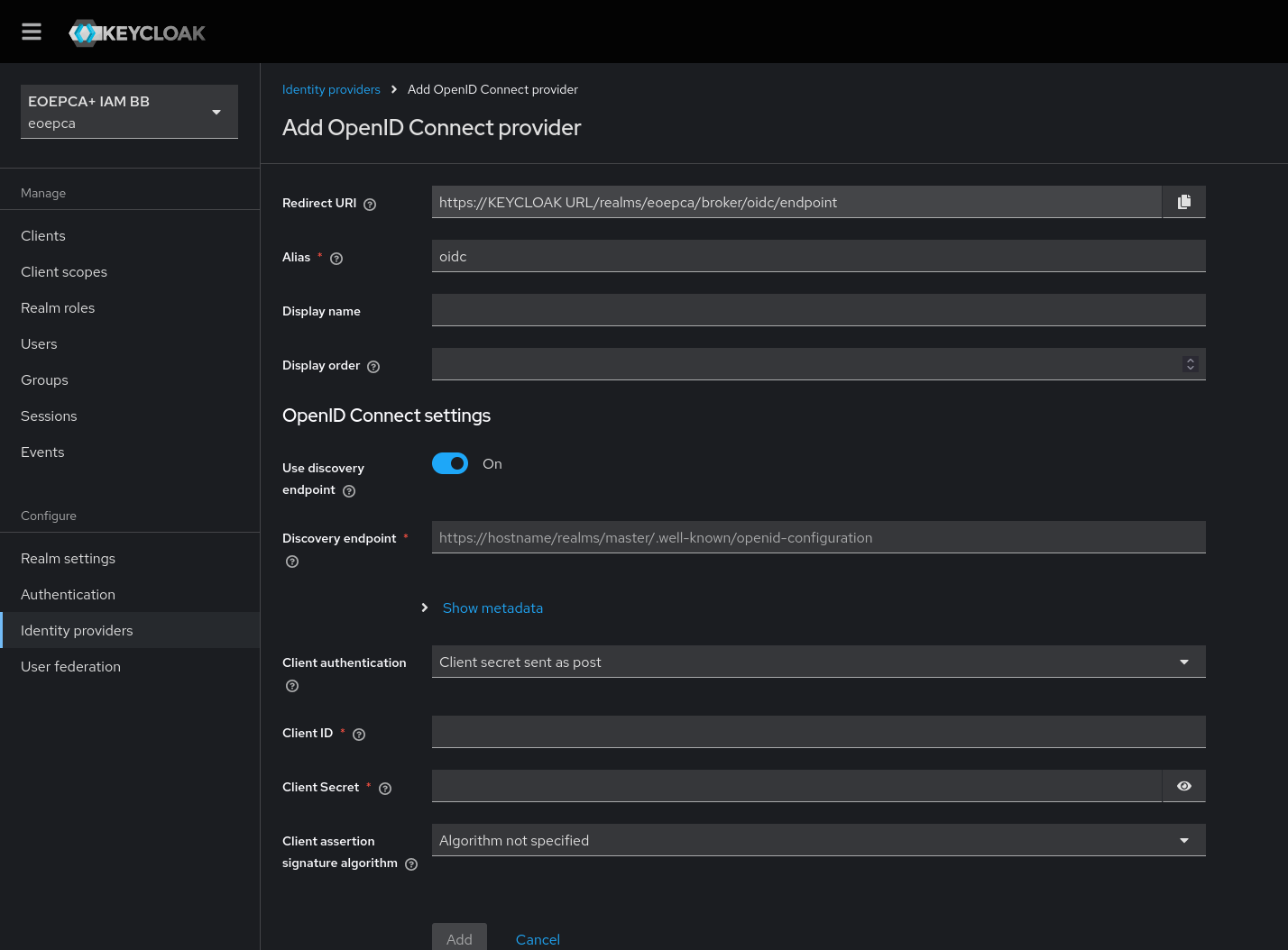 Overview of Custom OIDC Provider Form