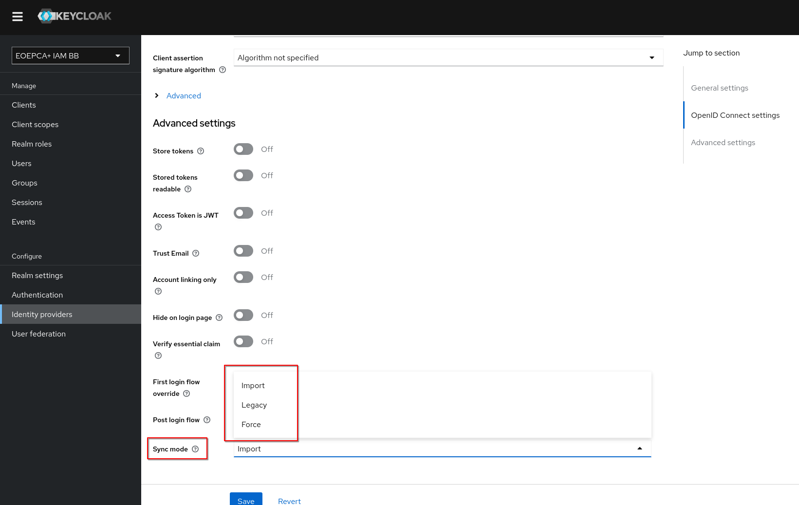 Sync Mode IdP
