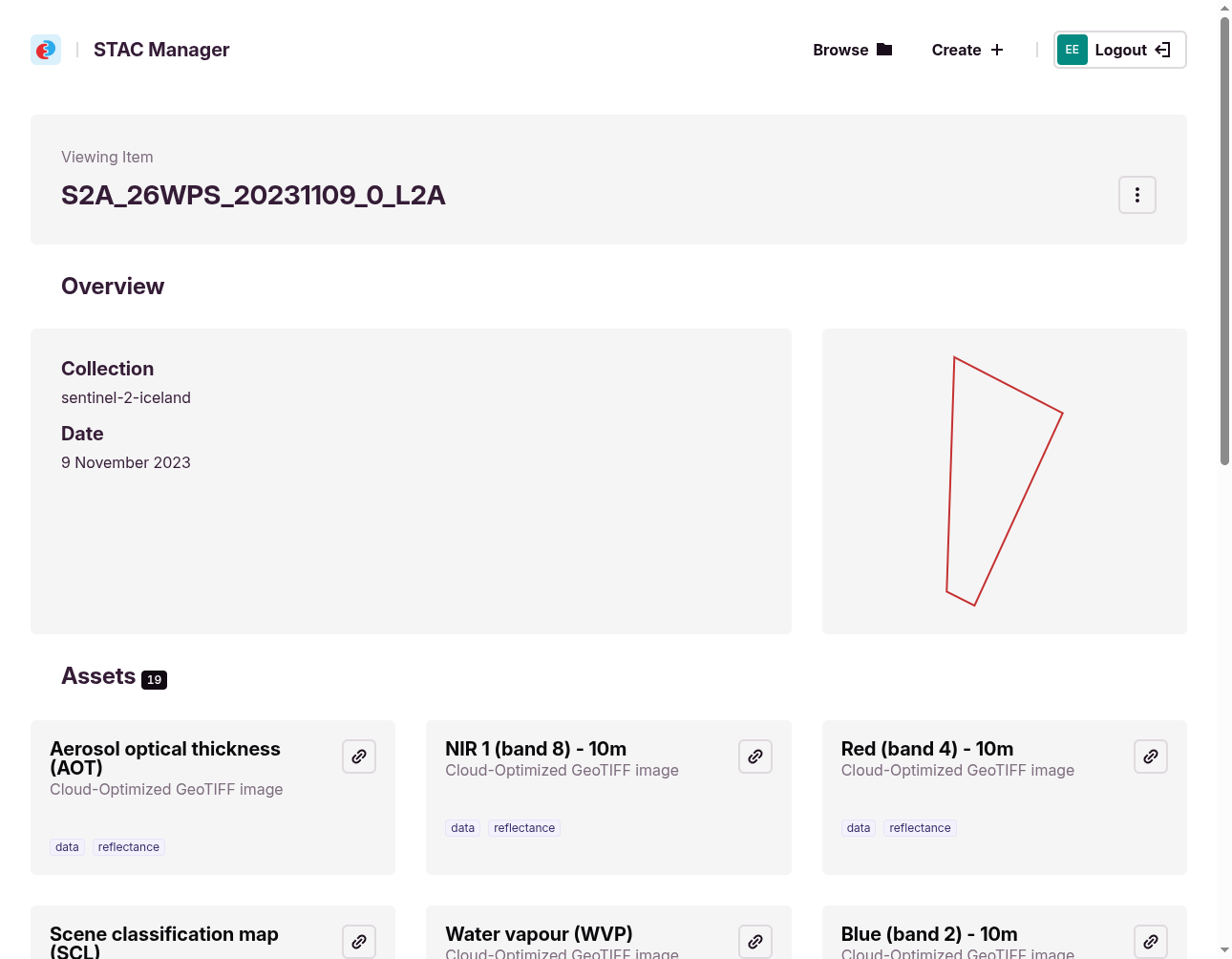 STAC Manager item overview