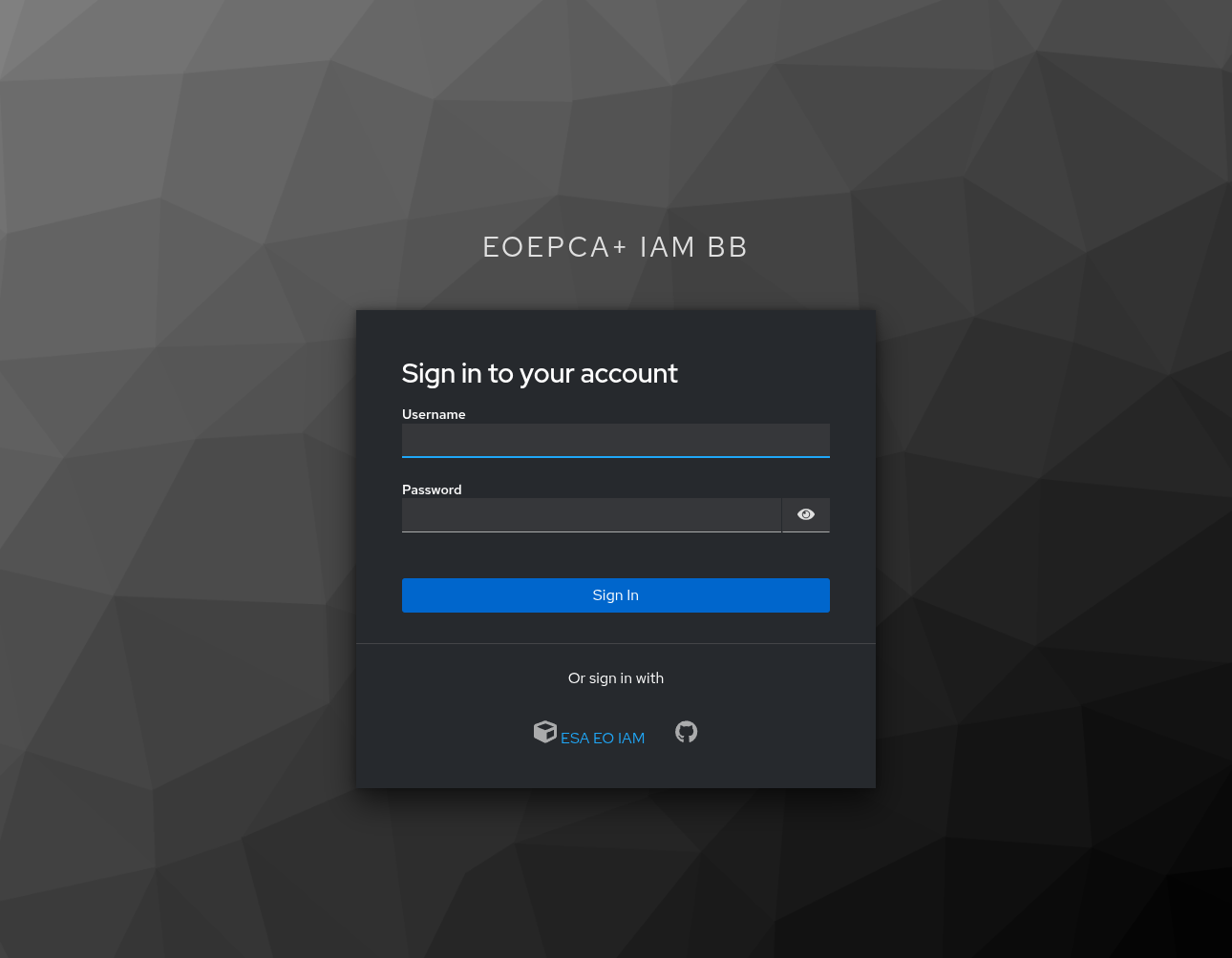 EOEPCA+ IAM sign-in page