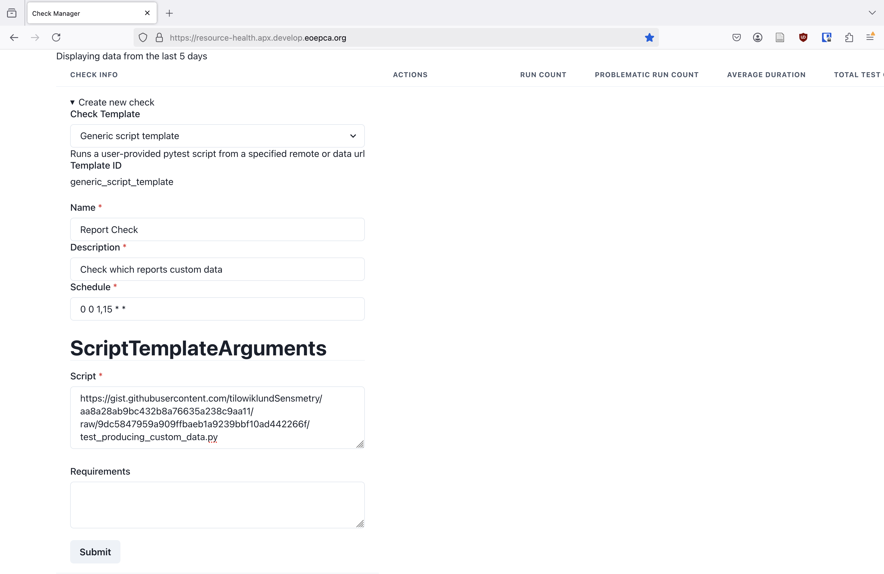 Create report check