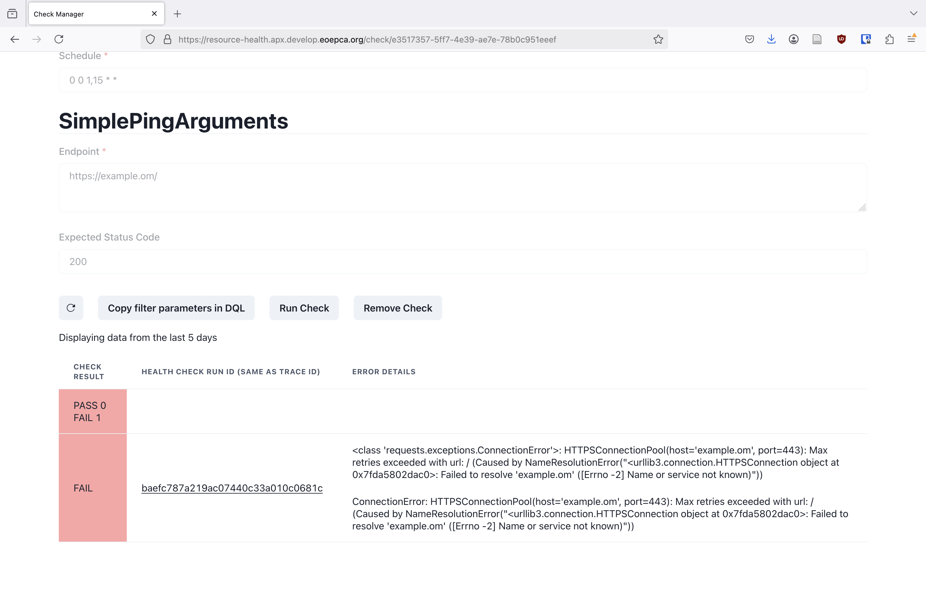 Check error messages